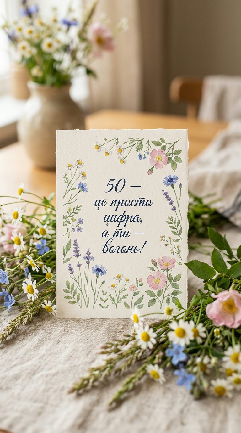 Короткі смішні привітання з 50-річчям жінці - image
